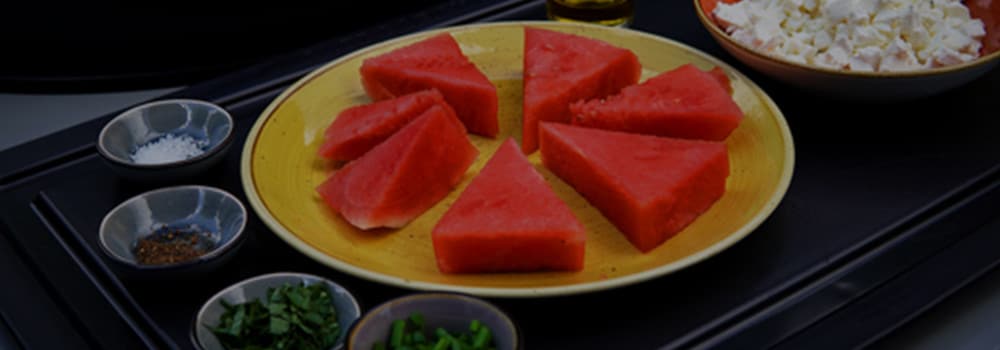 Zutaten für gegrillte Wassermelone mit Feta und Minze